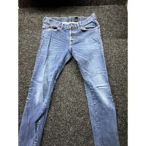 &Denim Men Blue Jeans Low Waist Slim Size 33X32